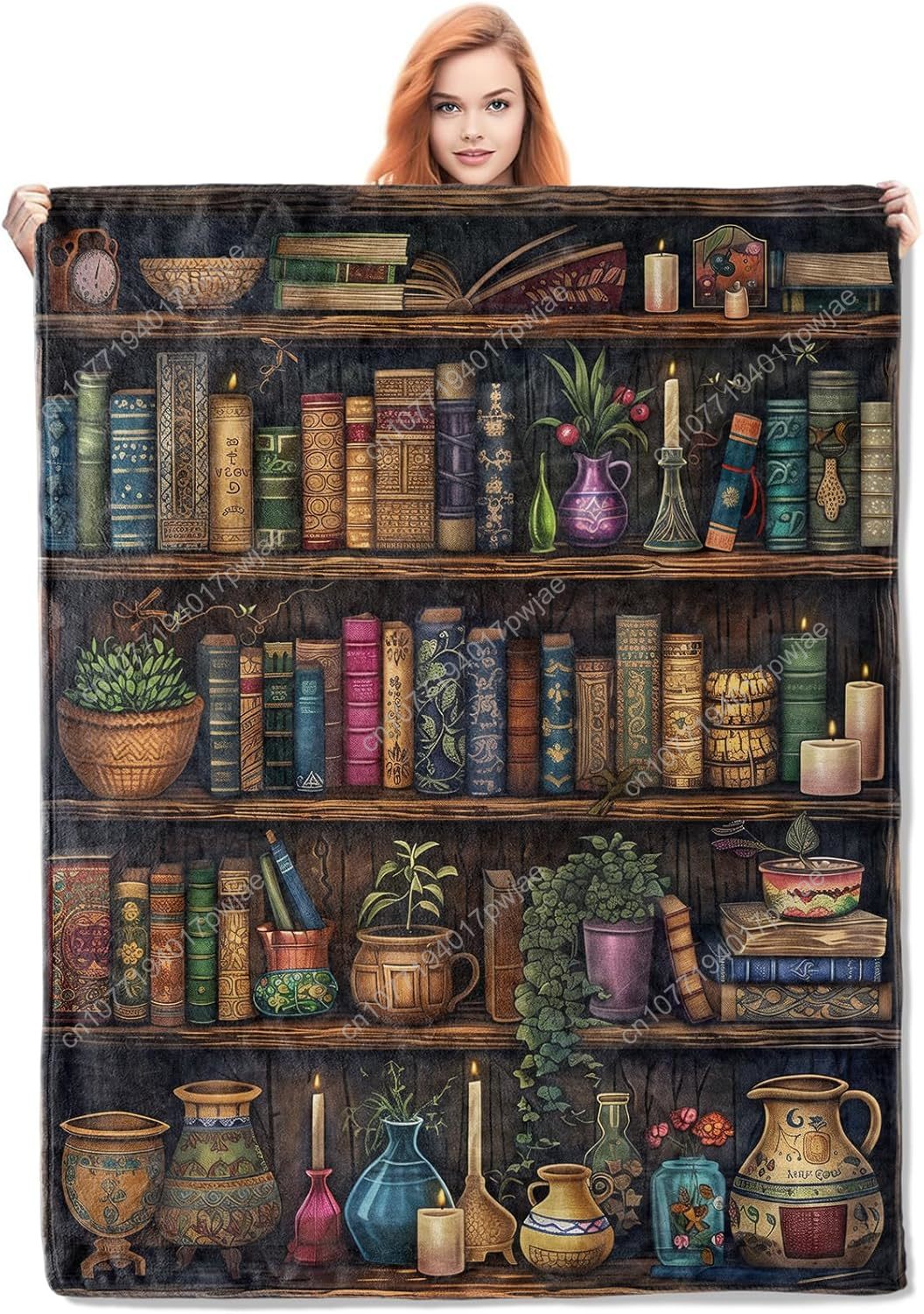 Home Of Textiles - Vintage Bookshelf Blanket Reading Fleece Throw