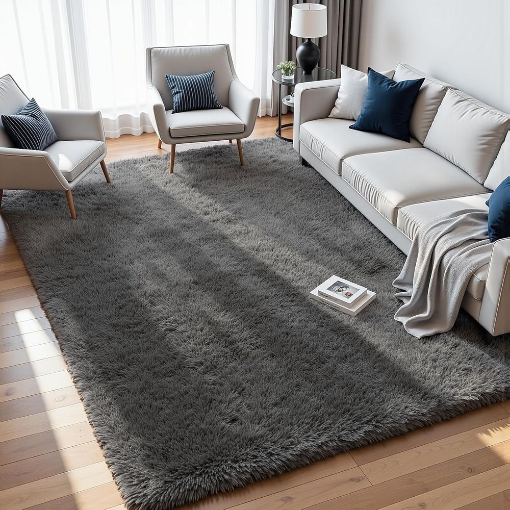 Home Textiles Luxury - Luxury Soft Shag Grey Rugs for