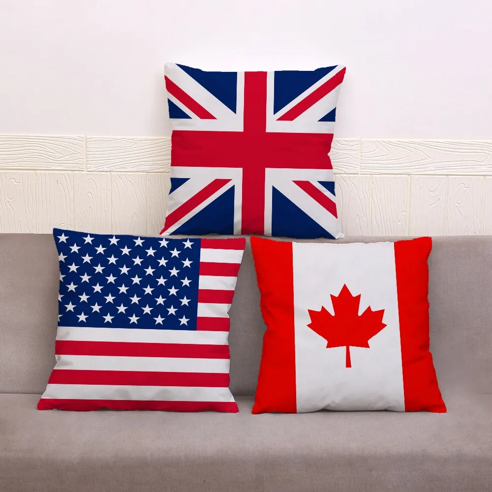 Home Textiles Super Soft - USA United Kingdom Flag Print Cushion