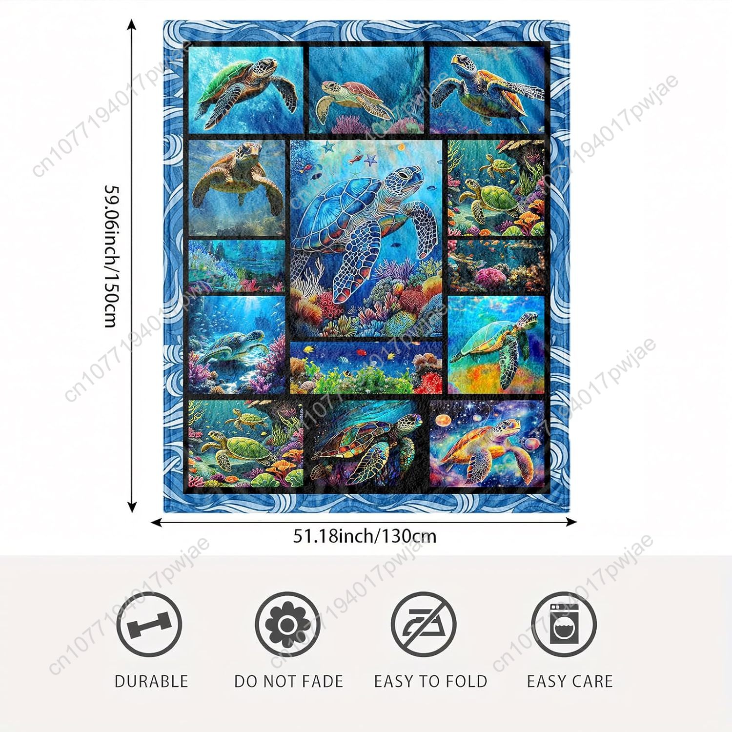 Sea Turtle Flannel Throw Blank - Home Of Textiles ulasan dan harga