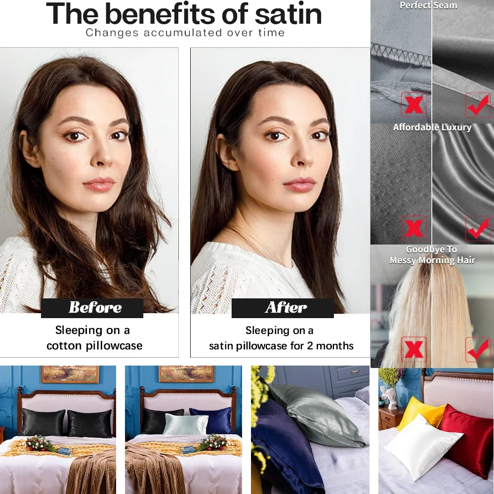 2 Pack Satin Pillowcase for Ha - Home Textiles Super Soft ulasan dan harga