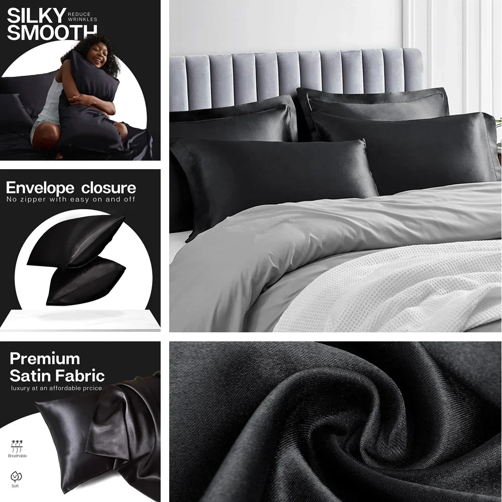 2 Pack Satin Pillowcase for Ha - Home Textiles Super Soft ulasan dan harga