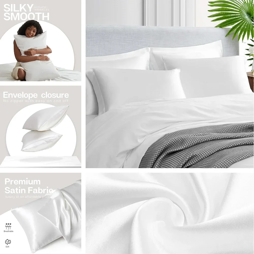 2 Pack Satin Pillowcase for Ha - Home Textiles Super Soft ulasan dan harga