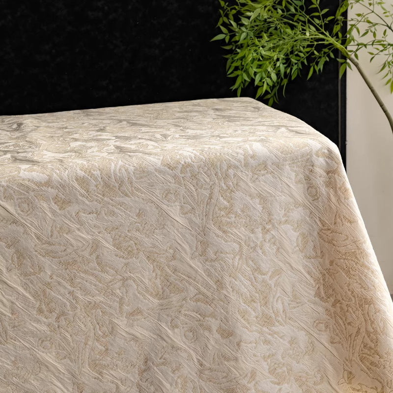 Beige Linen Jacquard Fabric Fl - Home Textiles Designer ulasan dan harga