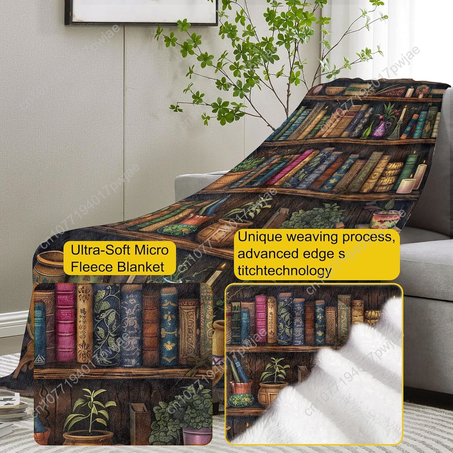 Vintage Bookshelf Blanket Read - Home Of Textiles ulasan dan harga