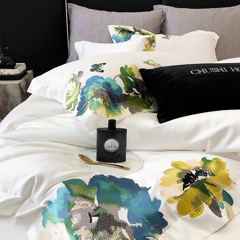 Embroidery White 800TC Egyptia - Home Textiles Super Soft ulasan dan harga