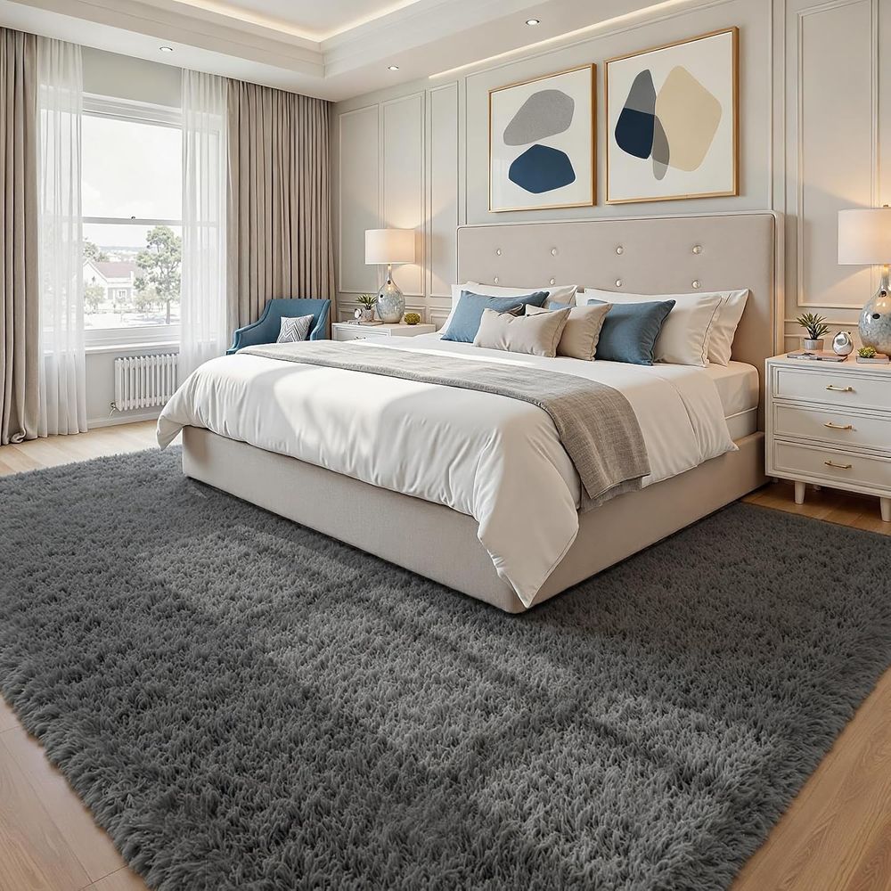 Luxury Soft Shag Grey Rugs for - Home Textiles Luxury ulasan dan harga