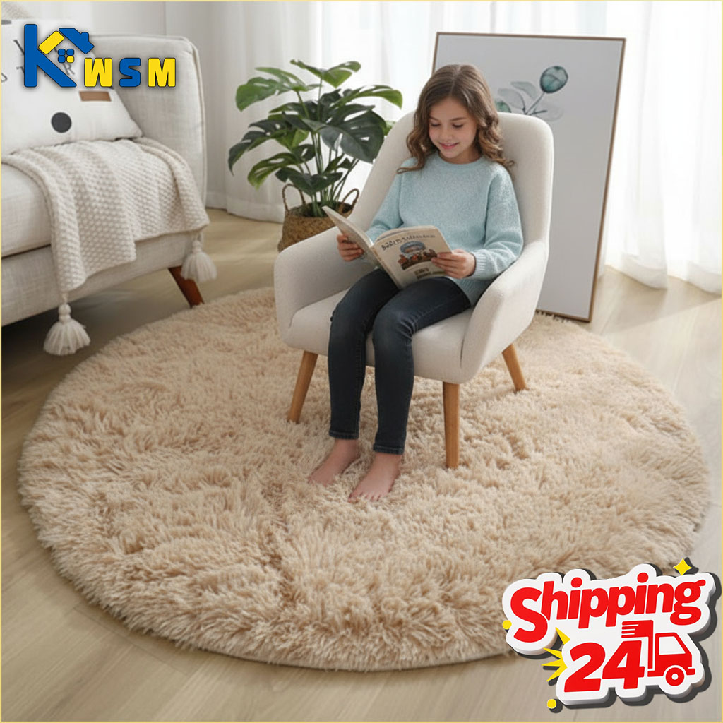 Super Soft Fluffy Round Rug Pl - Home Textiles Super Soft ulasan dan harga