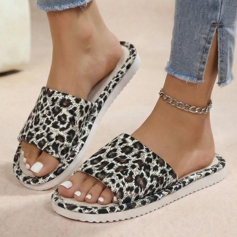 Linen Leopard Women's Slippers - Textiles For Home ulasan dan harga