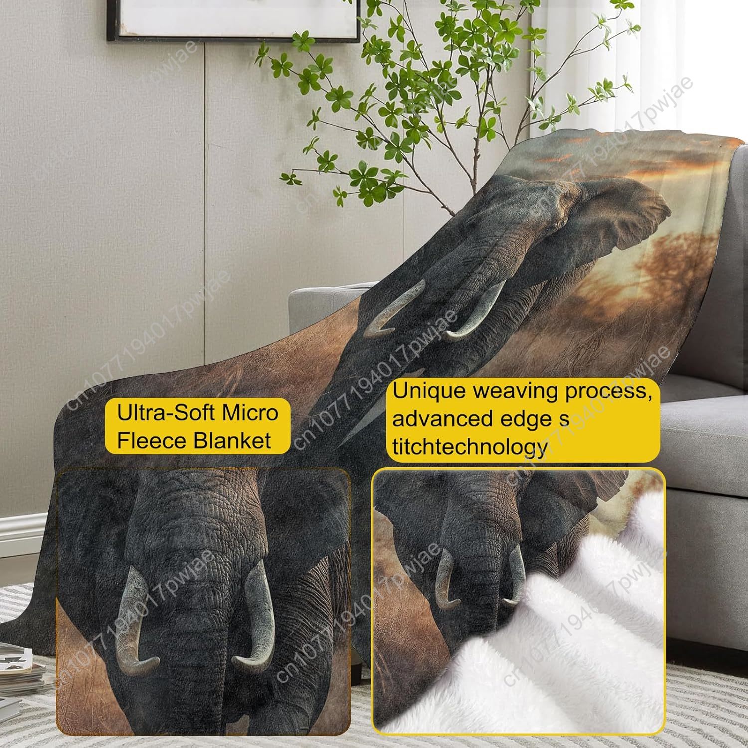 Elephant Fleece Blanket, Reali - Home Of Textiles ulasan dan harga