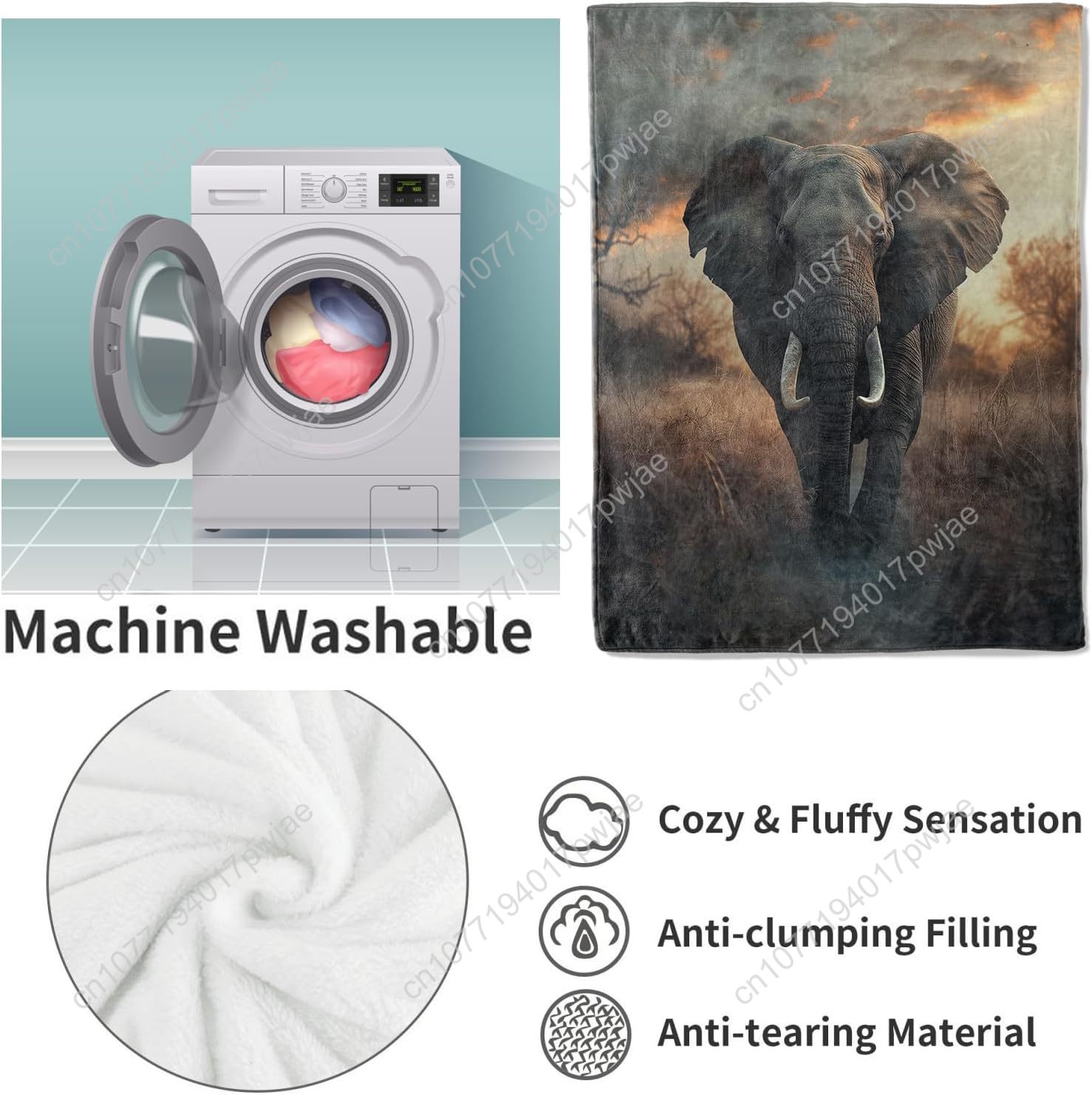 Elephant Fleece Blanket, Reali - Home Of Textiles ulasan dan harga